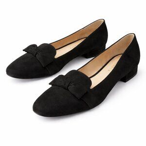 Talbots Black Suede Bow Loafers Flats Genuine Leather Size 11M